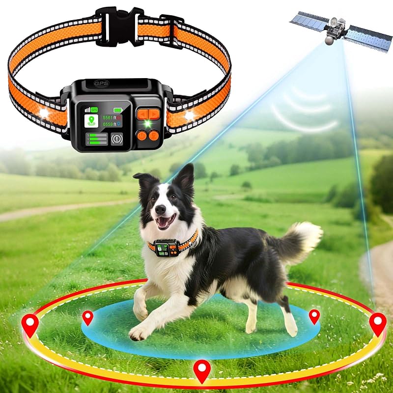 Cerca GPS sem Fio para Cães DJNFGQ com Coleira Ajustável, 2 Modos, ZF500Y, 1 Unidade