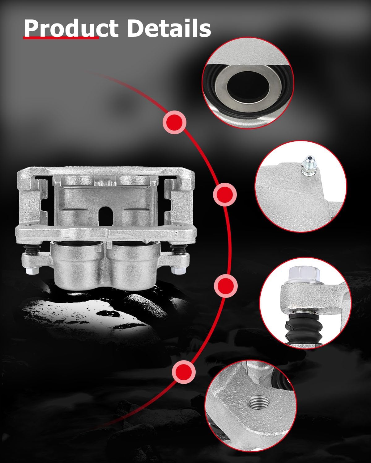 cciyu Front Right 18-B4728 Brake Caliper w/Bracket For Cadillac 2002-2006,For Chevy 1999-2013,For GMC 1999-2013,For Hummer 2003-2009