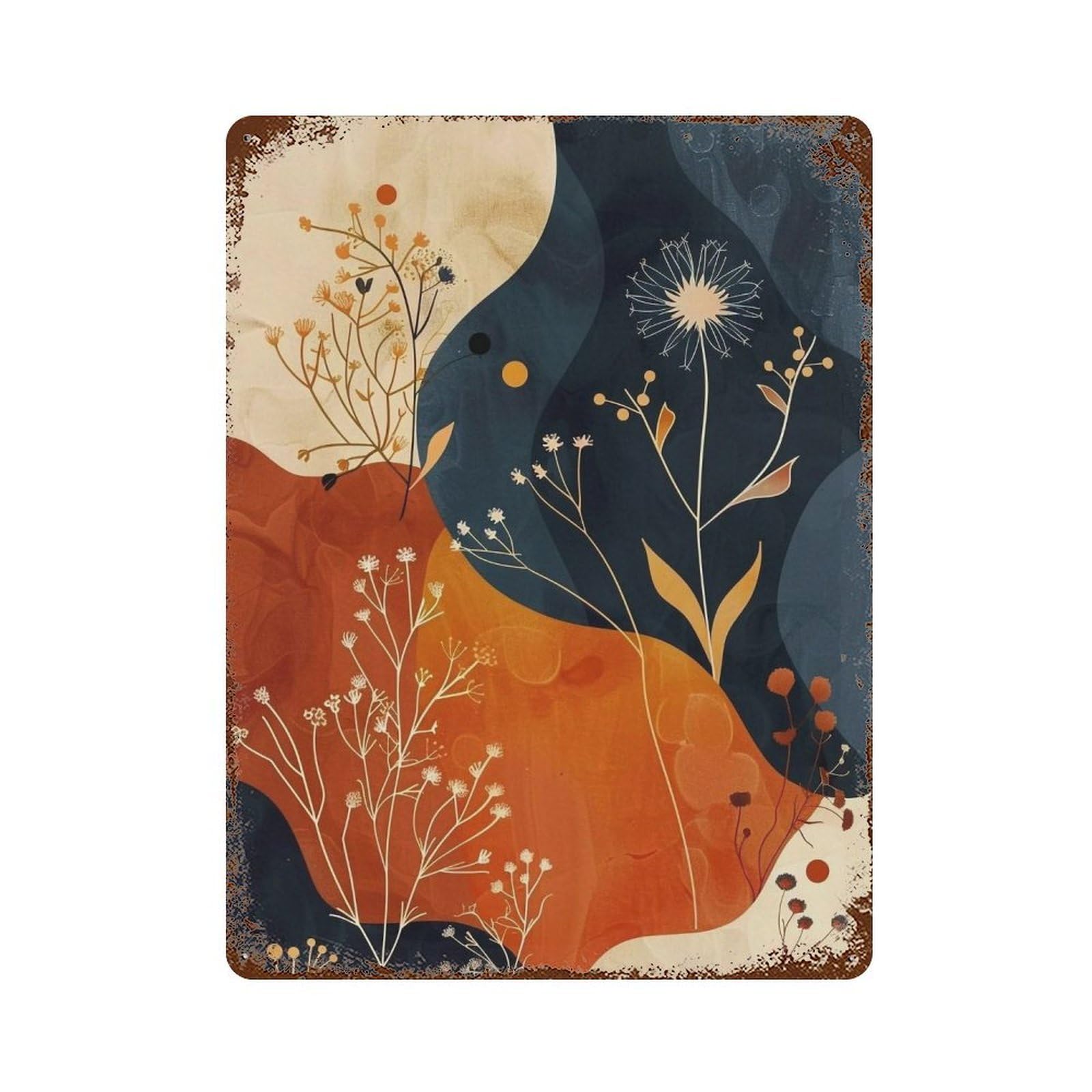 Wihyrtui Style Retro Soft Gradient Cosmic Wild Twig Pattern 03 Wall Retro Iron Metal Tin Sign Vintage Art Poster Modern Home Cofffee Club Art Bar Shop Decor 40X30cm