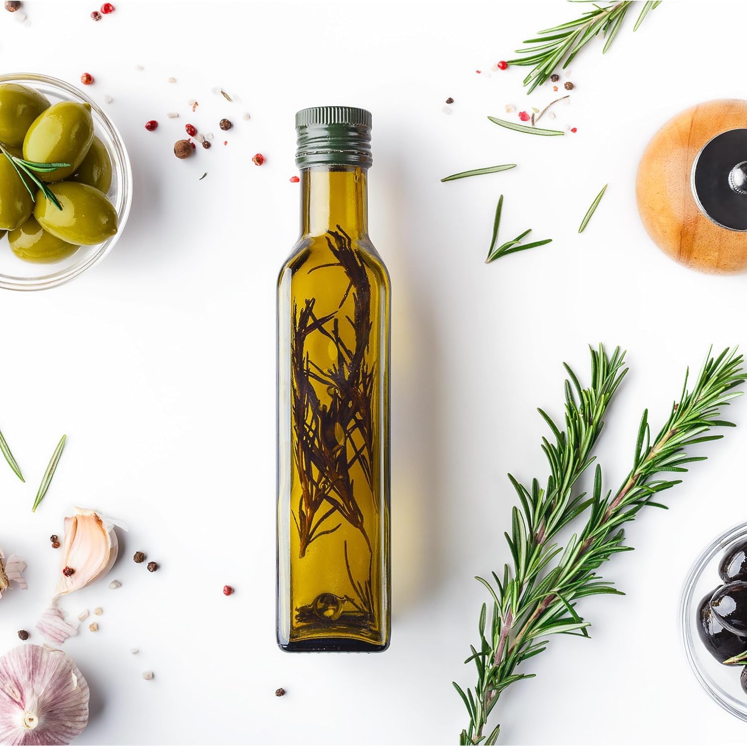 Set da 12 Bottiglie Olio Marasca Scura da 500 ml con Tappo Salvagoccia Ideale per di Olio, Liquori e Altri Liquidi Conservazione Sicura e Pratica