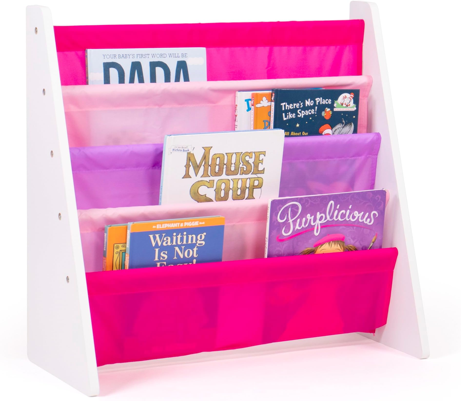 Tot Tutors Kids Book Rack Storage Bookshelf, White/Pink & Purple (Friends Collection)
