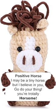 JoycuFF Mini Horse Gifts, Crochet Animal Positive Emotional Support Gift | Horse Birthday Gifts for Women Daughter Friend Crochet Stuff
