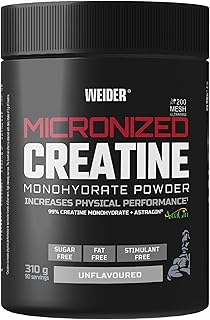 Weider Micronized Creatine Monohydrate Powder (310g) UnFlavoured. 99% Creatine Monohydrate 200 Mesh Ultrafine with AstraGin, No Sugar, No Fat, Vegan, Increases Physical Performance (90 Servings)