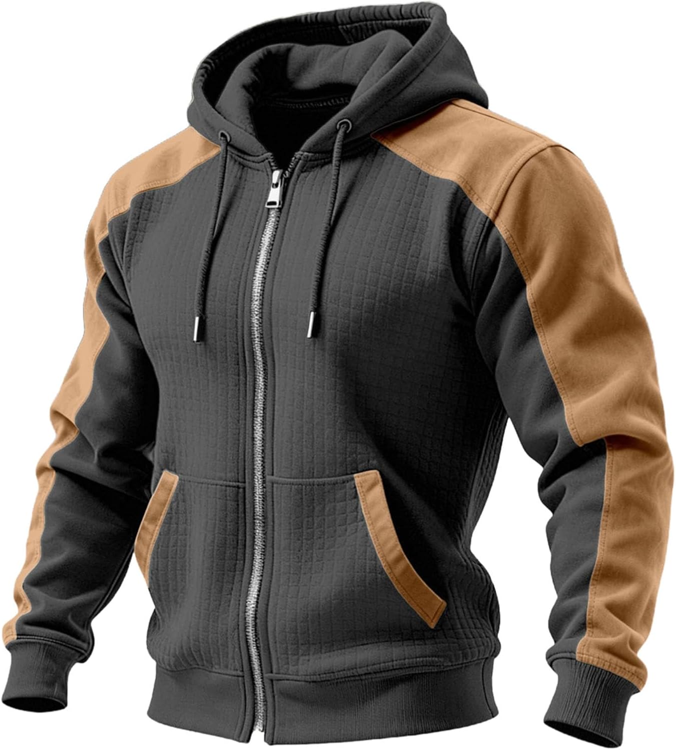 Zip up Shirts for Mens Long Sleeve Patchwork Pullover with Pocket | Slim Fit Fleece Hoodie,Thermal Athletic Shirt,Outdoor,Golf,Fishing,2026 Fashion Outfits,Fall Clothes