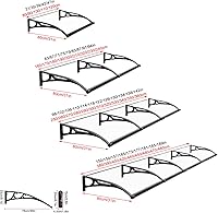 Vista 4 de Toldo para ventana de exterior, con barra de aluminio y soporte de aleación de aluminio, toldo de entrada para puerta de jardín, toldo de entrada