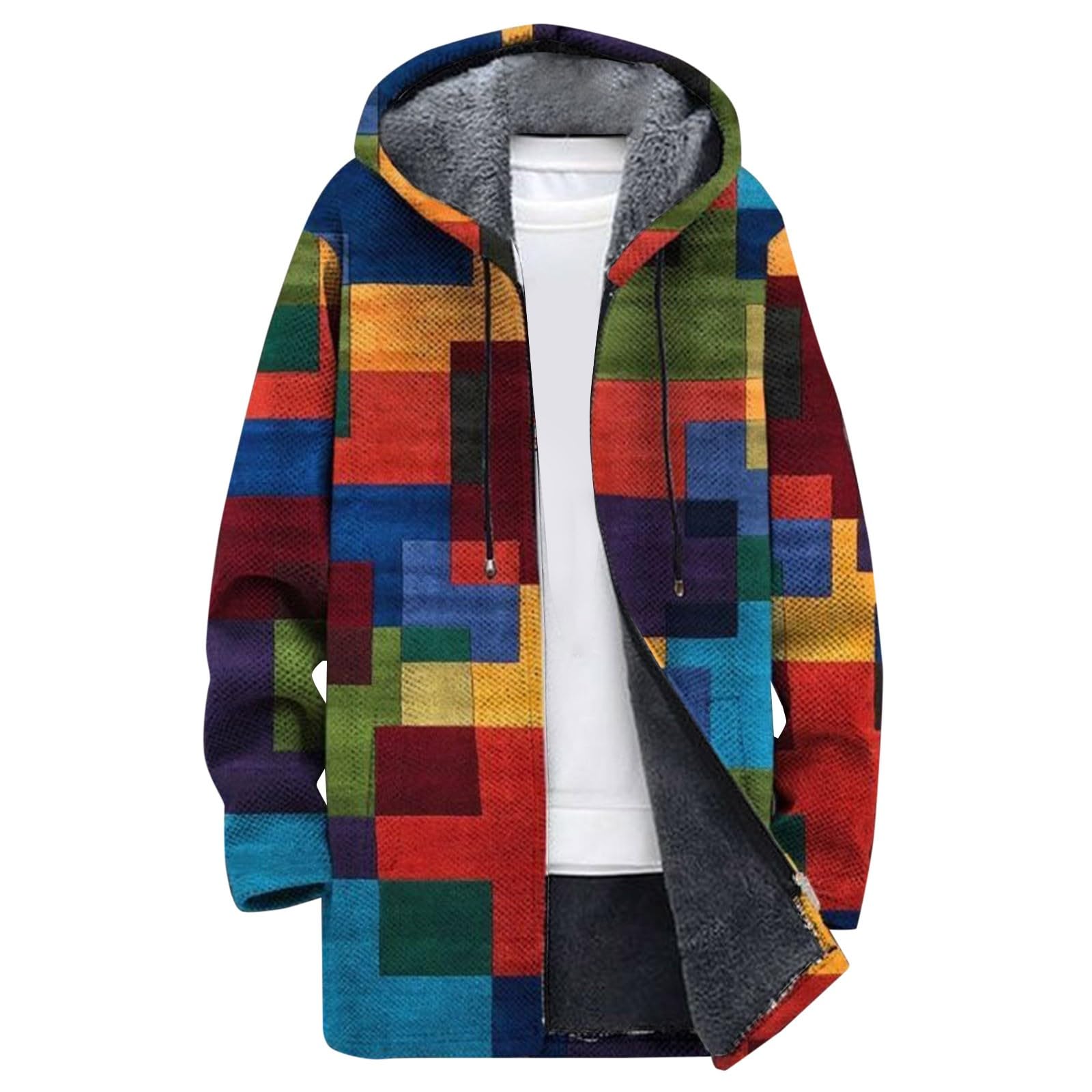 Generisch Sudadera con capucha de invierno y abrigo de lana para hombre suéter de piel para hombre