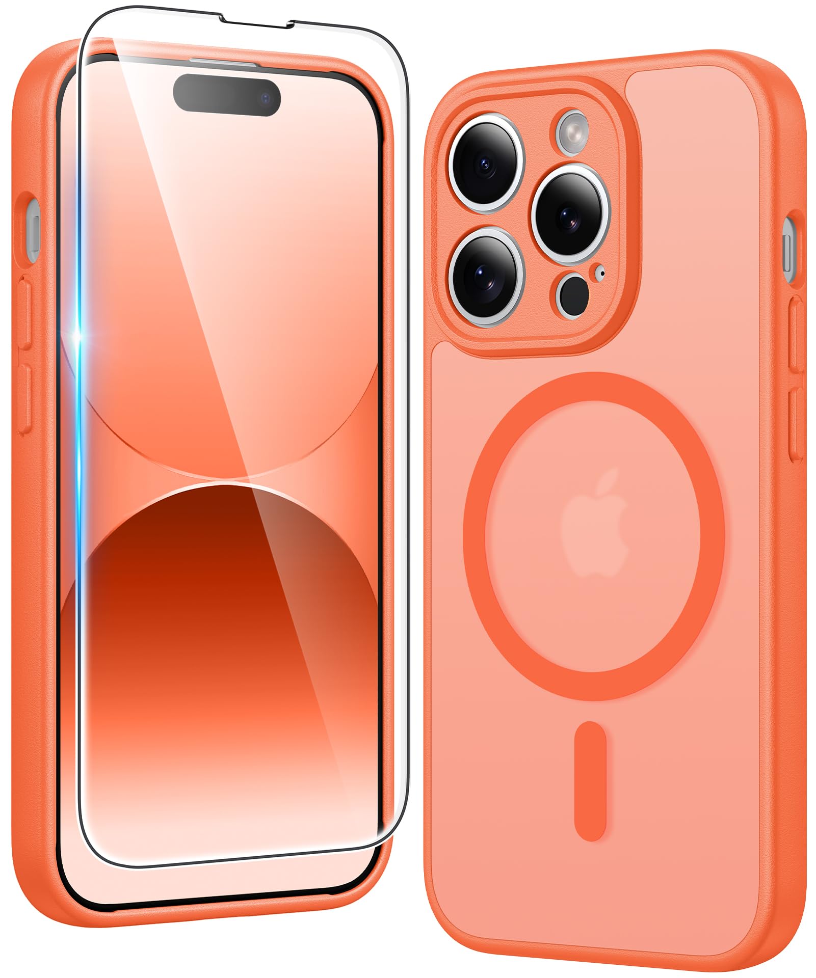 FNTCASE for iPhone 14 Pro Case Compatible with Magsafe Matte Phonecase | Screen Protector, Military Grade Drop Protection, Slim Magnetic Phone Cases, Shockproof Bumper, Translucent Cell Cover