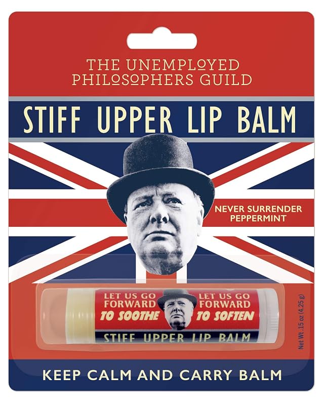Bálsamo labial The Unemployed Philosophers Guild Winston Churchill Stiff Upper Lip, sabor de hortelã-pimenta, 4,25 g