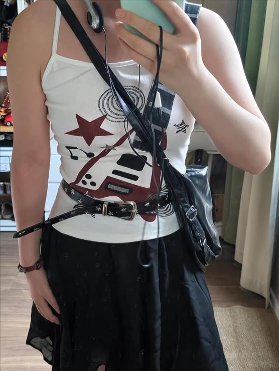 Y2K Punk Rock Tank Top for Women Vintage Graphic Camisole Harajuku Gothic Aesthetic Crop Shirt Grunge Emo Alt Clothes