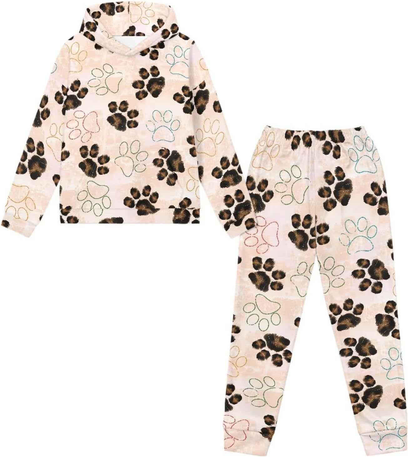 Girl's Boy's Hooded Tracksuit Pullover Sweatshirt Jogging Pants Set 2 Pieces Sweatsuit for Age 5-12 Years