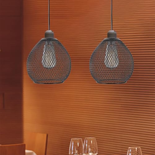 Miniatura 8 de Housoutil Pantalla de lámpara de malla de alambre redonda de metal para lámpara de araña de metal, cubiertas de luz colgante industrial para lámpara