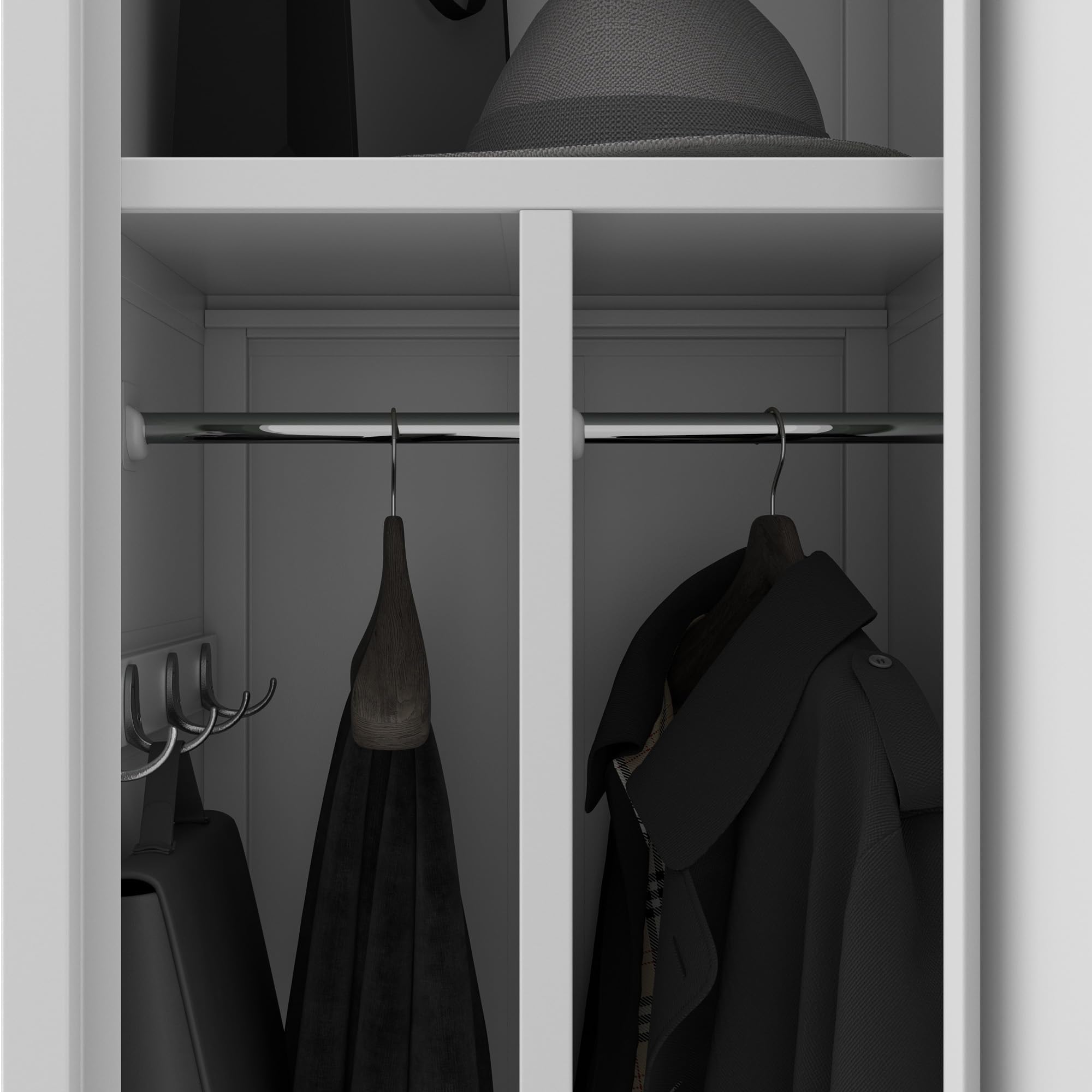 Jan Nowak Kleiderspind Metall abschließbar Garderobenschrank Umkleideschrank Schließfachschrank, 40 x 180 x 50 cm, Stahlschrank für Sozialraum mit Trennwänden, Lüftung und Kleiderhaken Grau