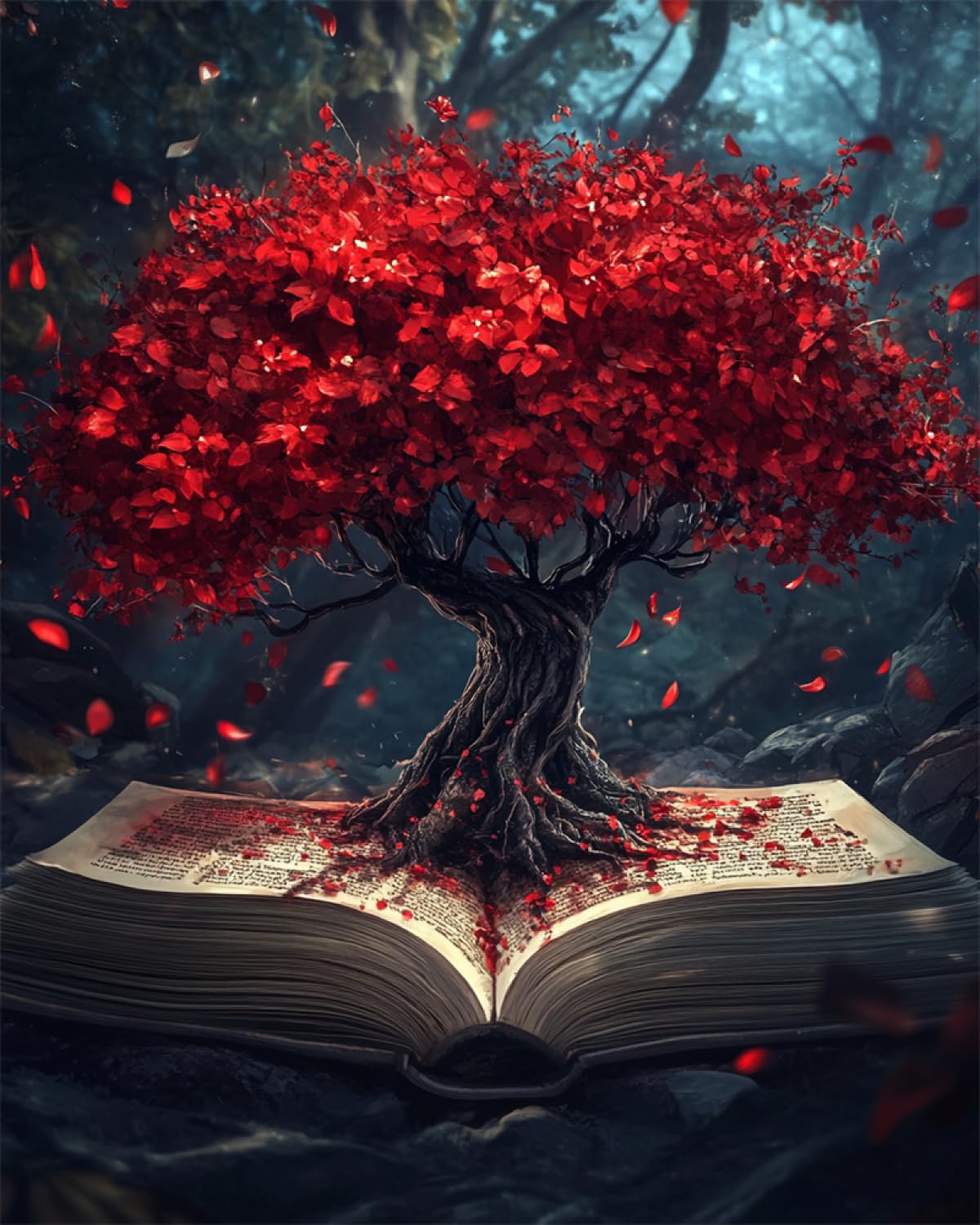 Taxpy 11CT Árbol Rojo Diy Kit Punto De Cruz Paisaje De Anime Kits De Patrones De Punto De Cruz,Kit De Bordado Para Adultos Y Principiantes,Juego De Manualidades 80x100cm