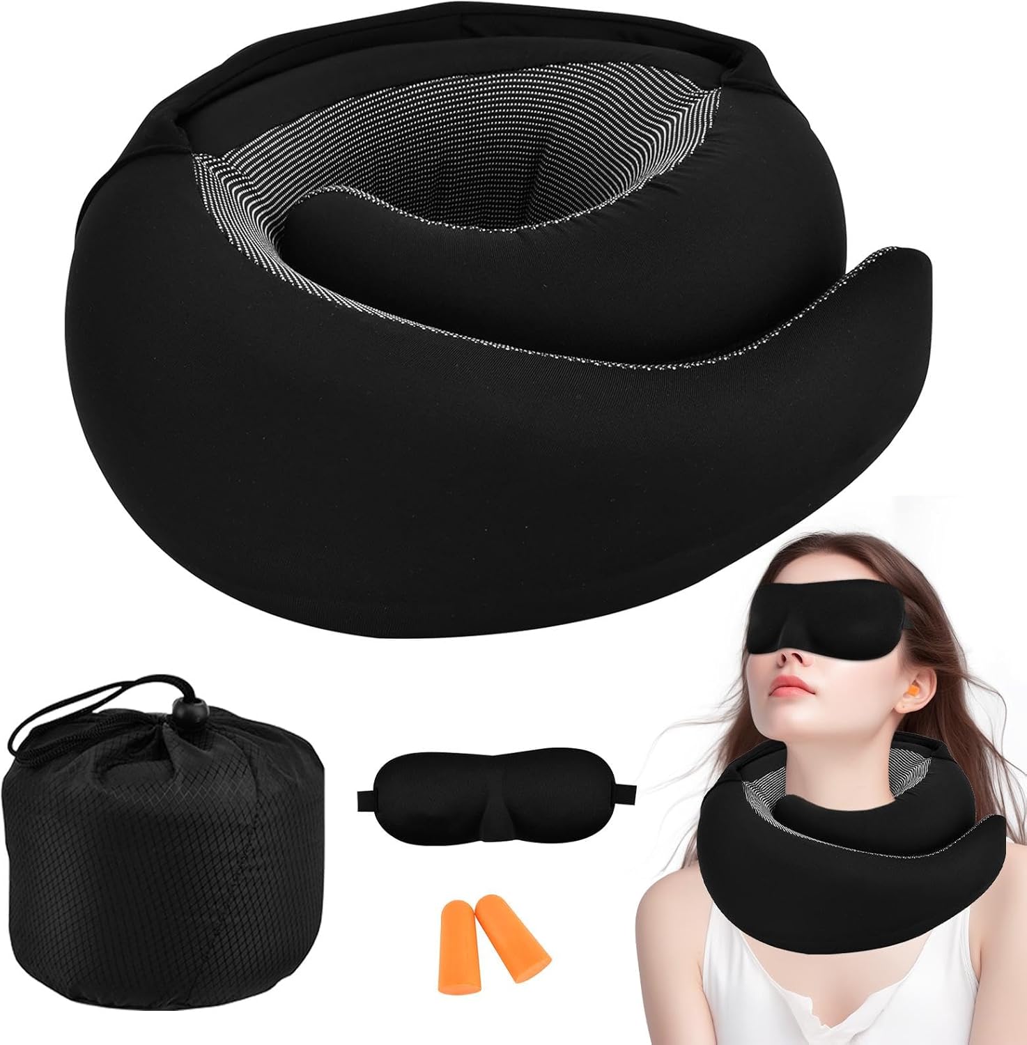 Travel Pillow with Hoodie,Hooded Neck Pillow for Travel,Travel Neck Pillows with Hood,Pure Memory Foam Head Chin Support Airplane Pillows for Flight,Car,Office - Image 7