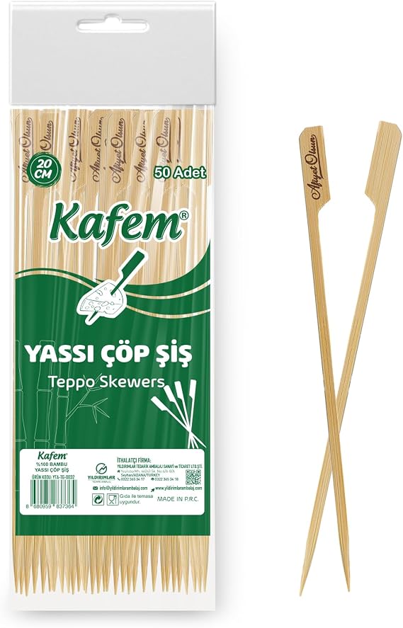 Yassı Çöp Şiş - Sunum Kürdanı 20 cm 50 Li x 100 Paket (Koli)