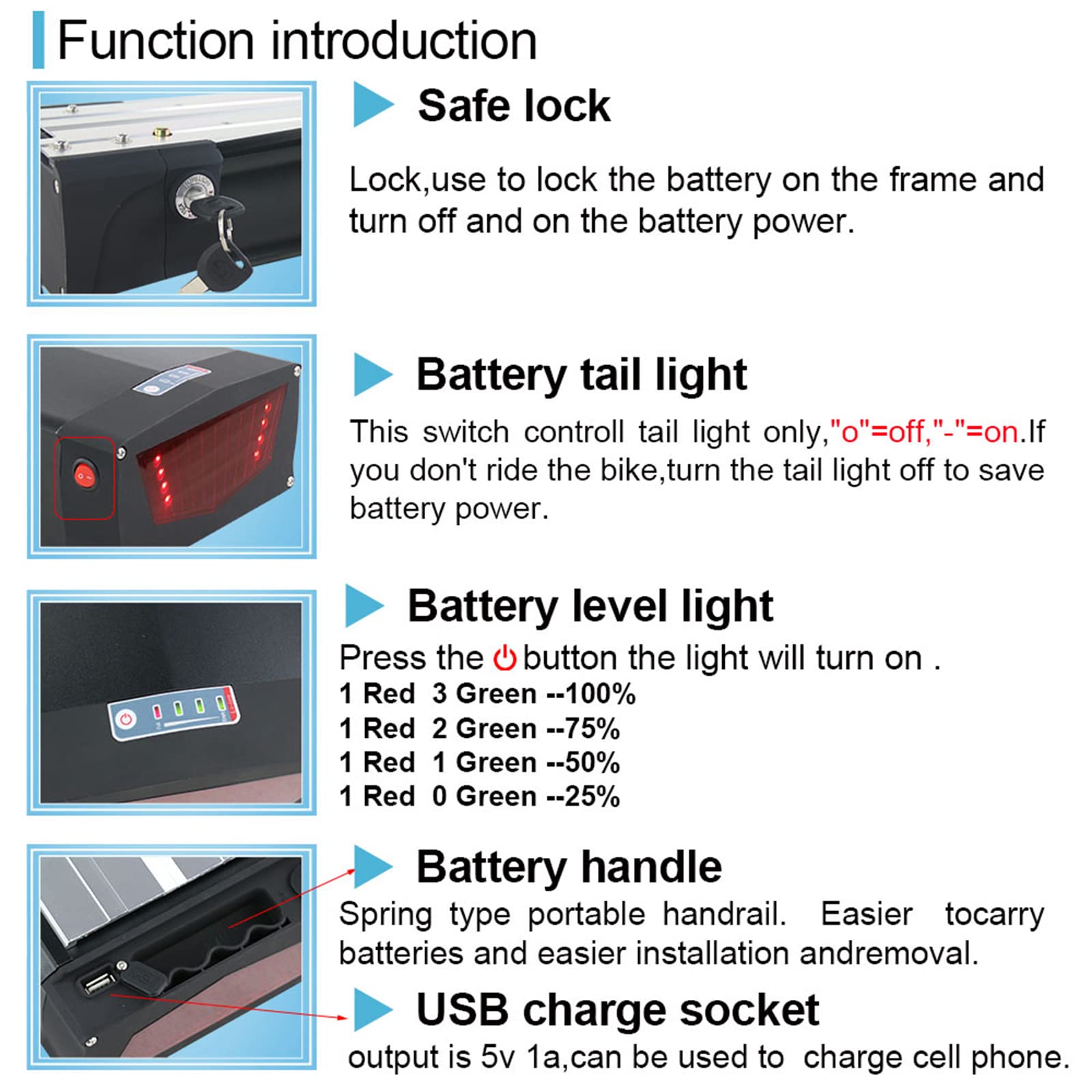 Pedelec Battery 36 V 48 V 52 V E-Bike Battery 250 W/350 W/500 W /750W/1000W /1800W Pannier Rack Ebike Battery with Pannier Rack for 24/26/28 Inch V-Brake Rear Wheel Bike Mifa, Aldi, Prophete, Rex