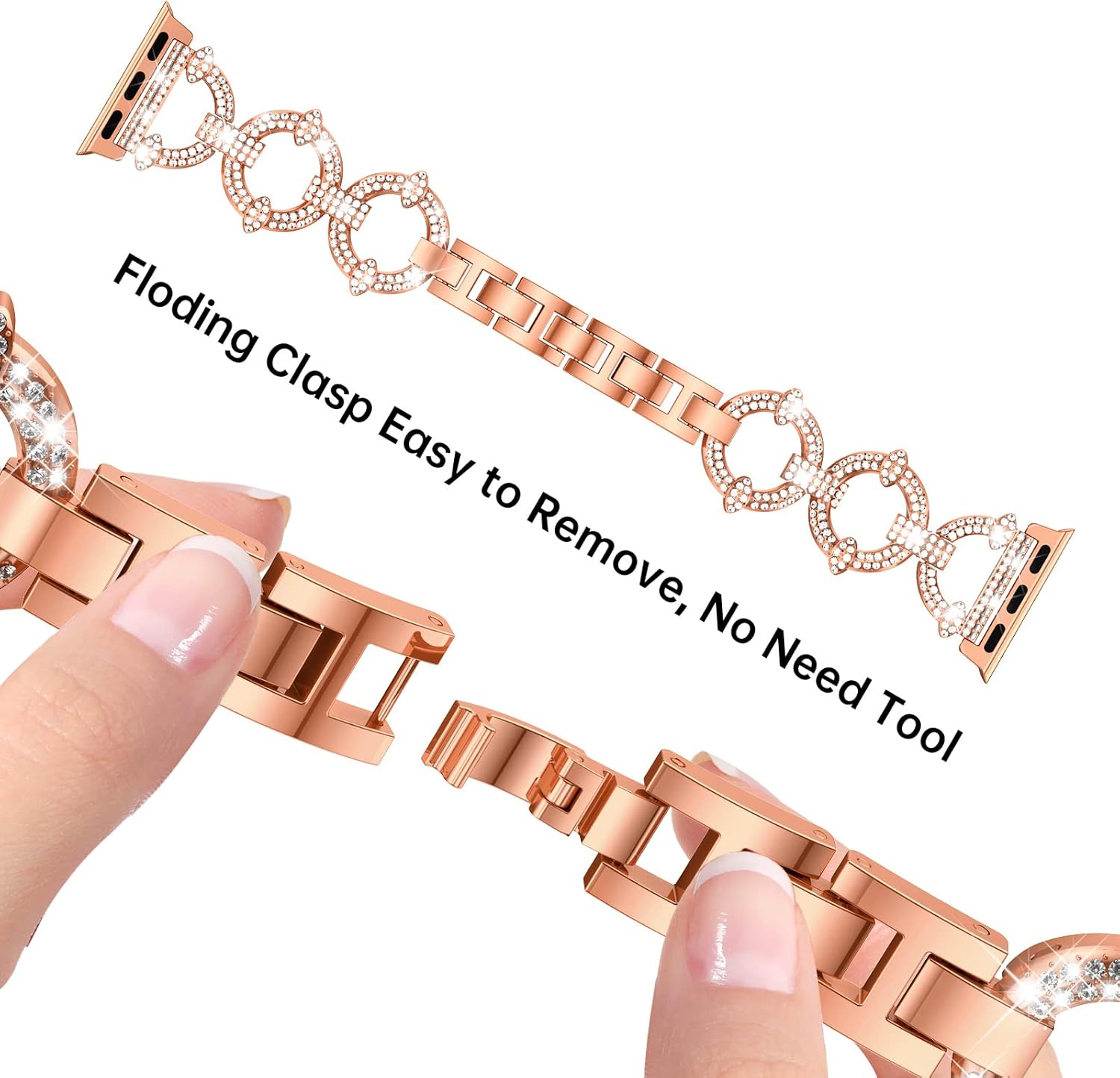 Mesime Compatible with Apple Watch Band 38mm 40mm 41mm 42mm 44mm 45mm 46mm, Women Bling Jewelry Bands with Tempered Glass Screen Protector Case, Shiny Strap for iWatch Series 11/10/9/8/7/6/5/4/3/2/1/SE - Image 6