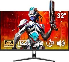 Gawfolk 32-inch IPS PC Monitor, 4K 144Hz Gaming Monitor, 1ms, FreeSync, 100%sRGB, 178 Wide Viewing Angle, Built-in Speaker, HDMI2.1, DisplayPort, Wall Mount Compatible 75*75mm - Black