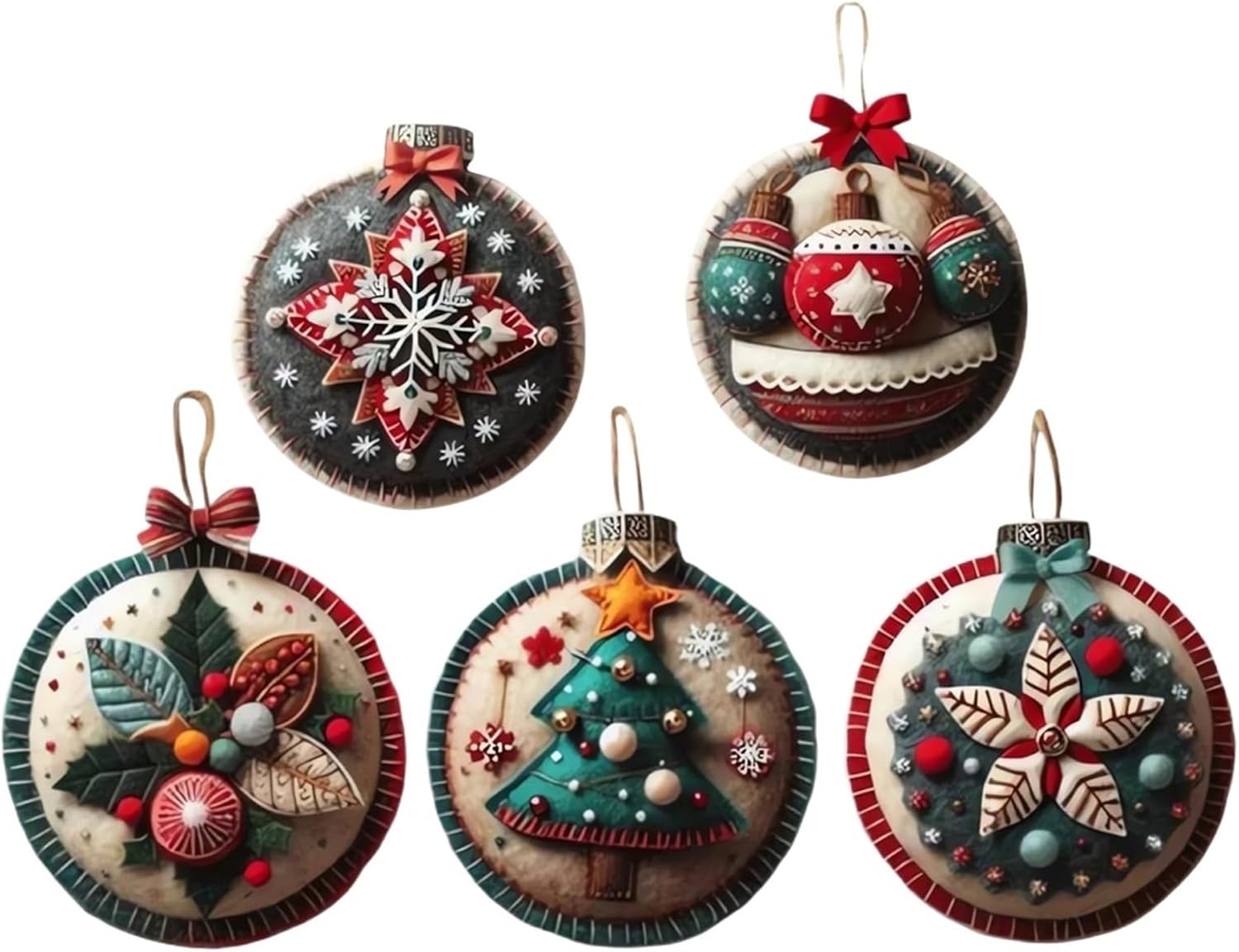 pureza DIY Christmas Felt Patch Kit - Multi-Purpose Holiday Shapes for Beginners - Handmade Gifts for Creative Projects(Style c 5PCS)