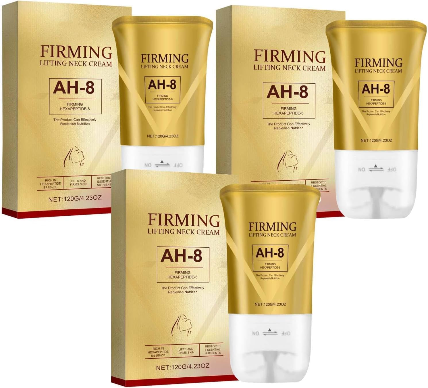 AH-8 Firming Neck Cream – Verstevigend en liftend met hexapeptide, dubbele rollermassage, vermindert rimpels, fijne lijntjes en dubbele kin, verstevigt en lift slappe huid (3)