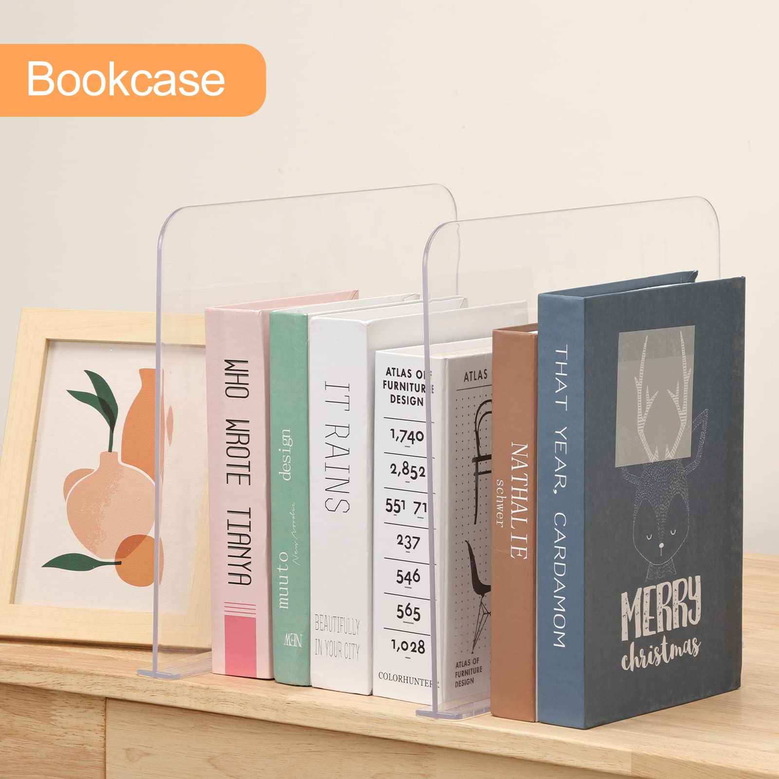 Fixwal 8pcs Acrylic Shelf Dividers, Clear Shelf Divider for Closets, Plastic Shelve Divider for Clothes Separators, Wood Shelves Organizer for Bedroom, Kitchen, Office, Cabinets, Bathroom