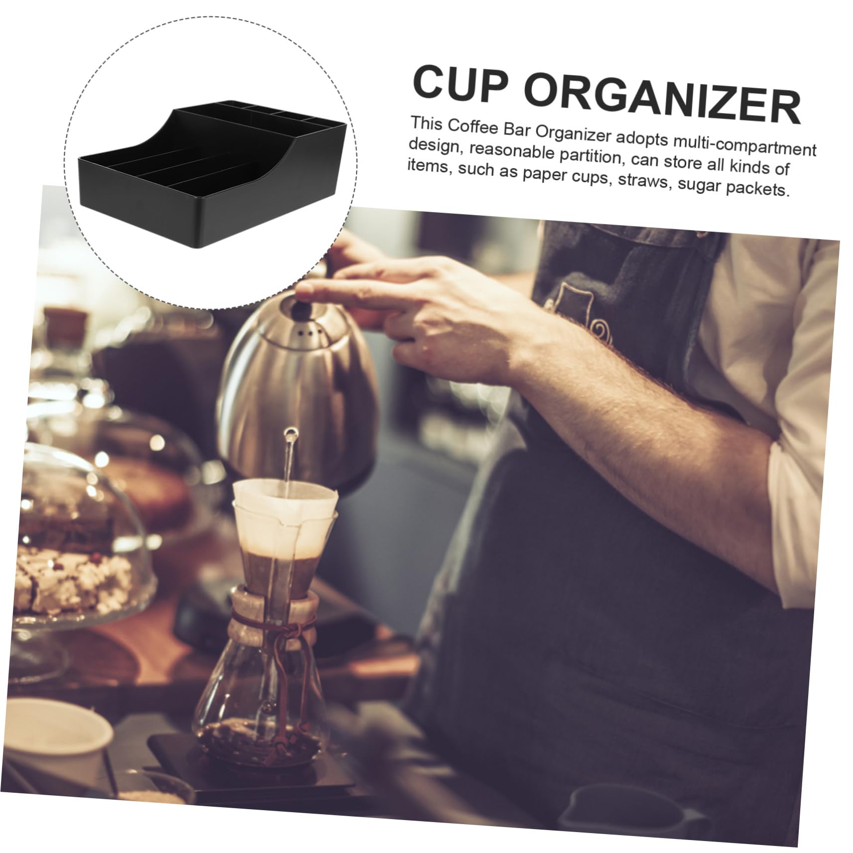 VALICLUD Kaffeebecherhalter aus Pp-material Kaffeezubehör-organizer mit Fächeraufteilung Strohhalmbox und Gewürz-organizer für Theken-dekoration Praktische Aufbewahrungsbox
