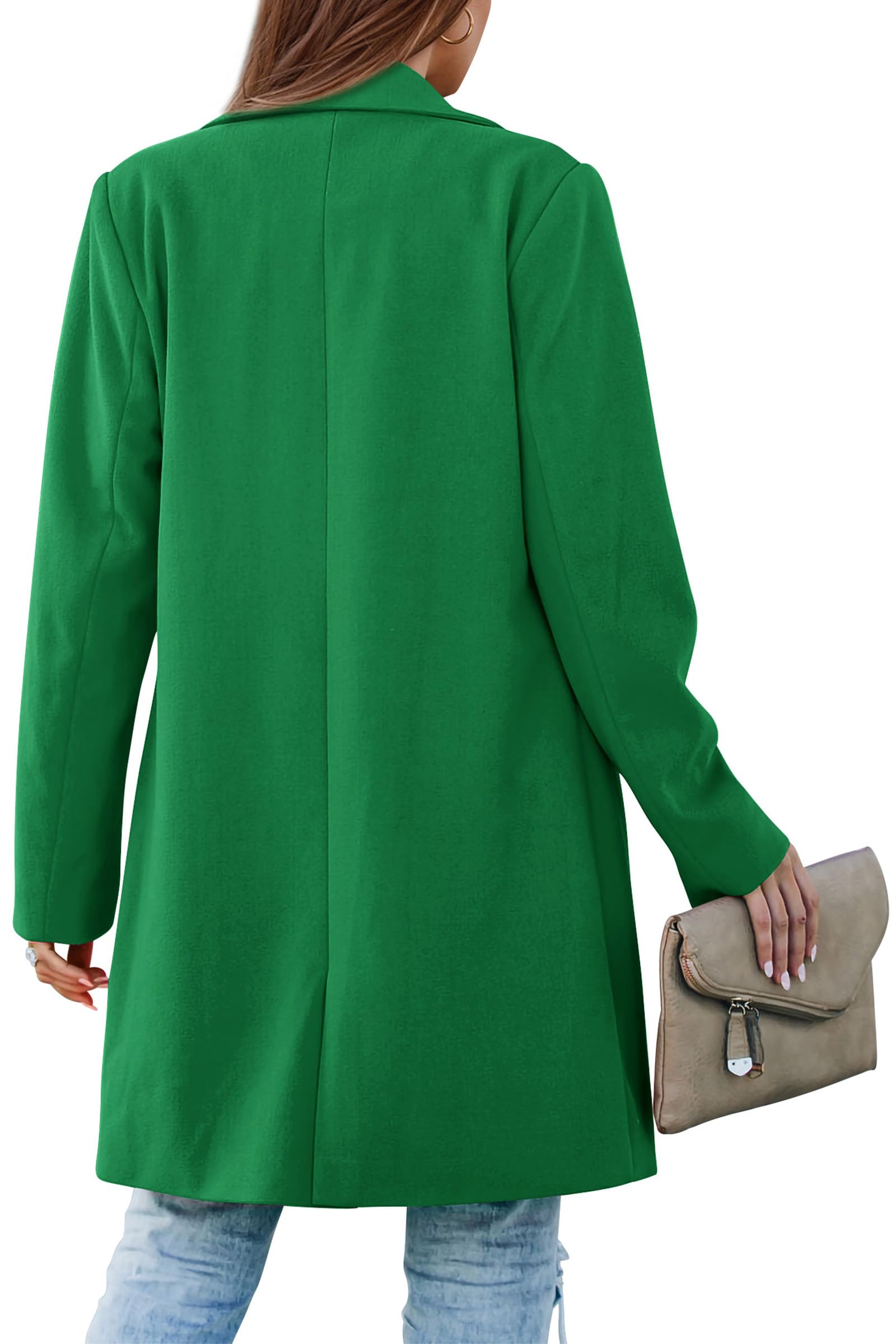 PRETTYGARDEN Women's Business Casual Long Blazer Jackets(Green,M) view 2