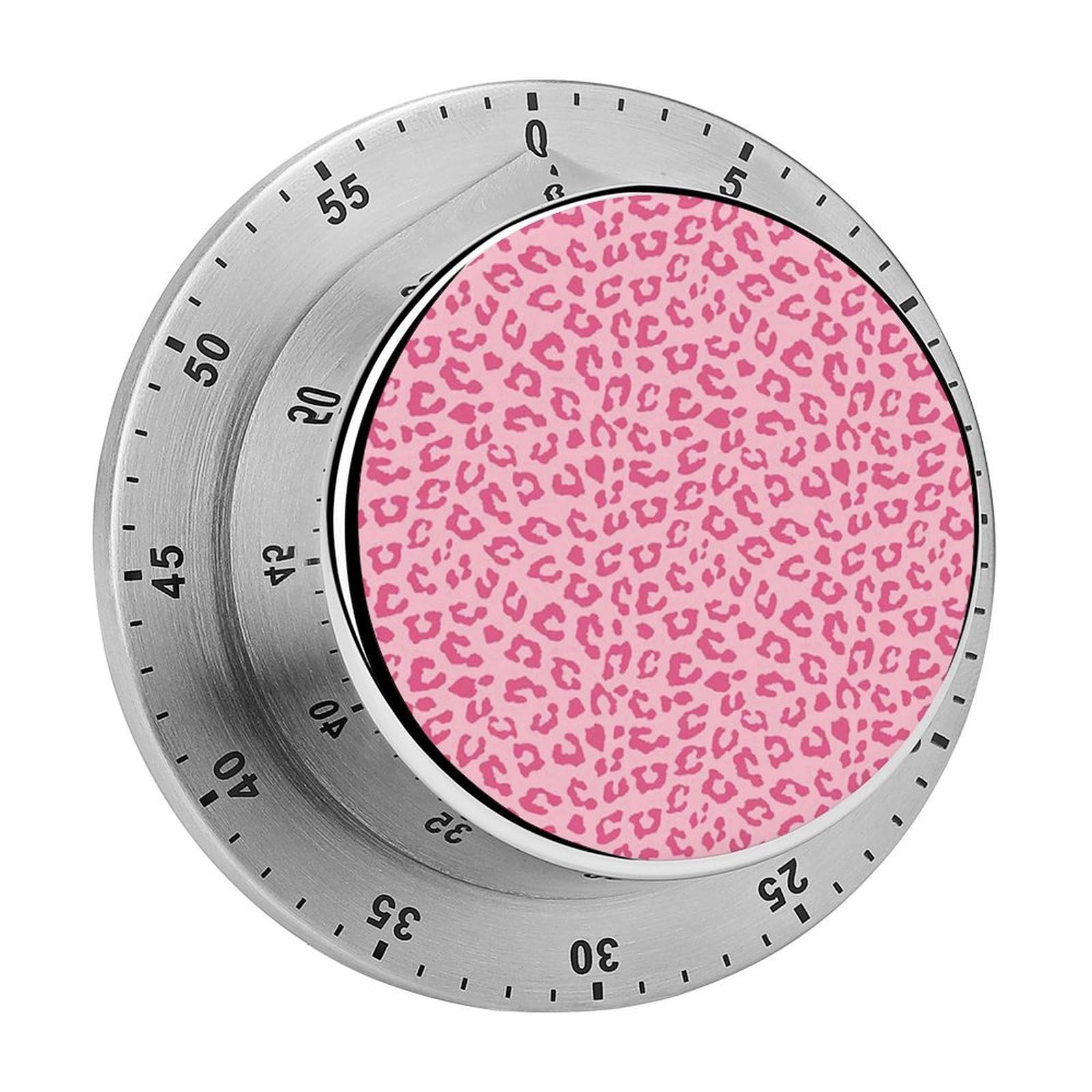Pink Cheetah Leopard Circular Rotating Timer, Suitable for Kitchen and Bedroom