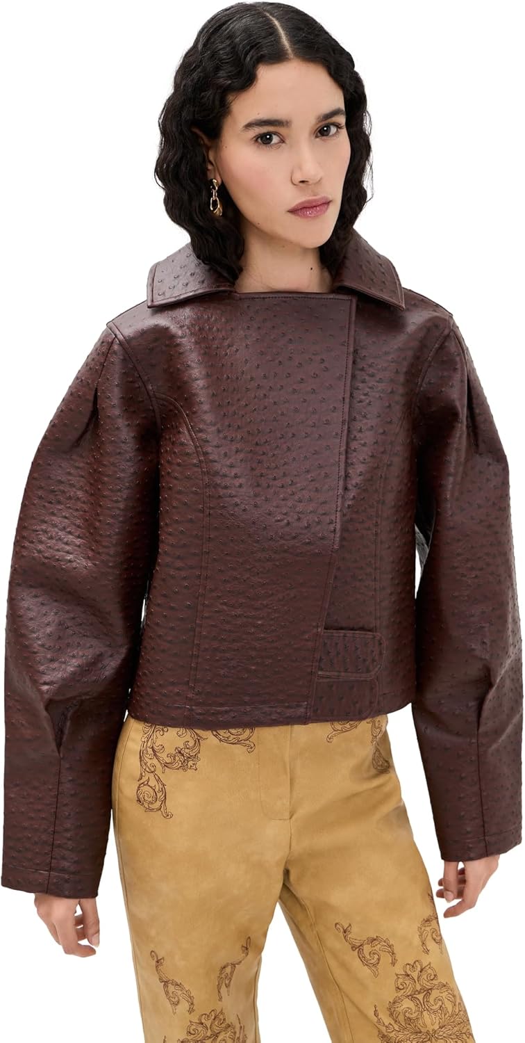 Yellow the Label Women's Oliver Faux Ostrich Leather Jacket