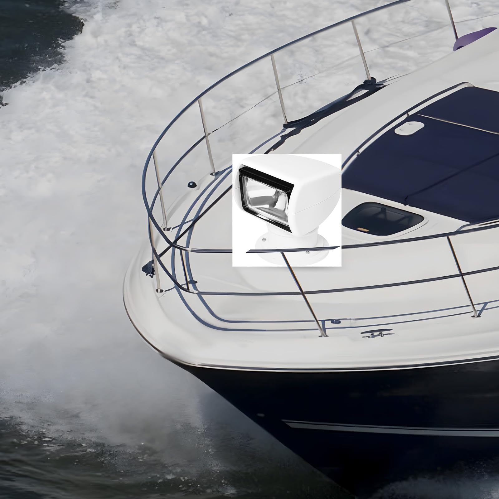 Projektor, ferngesteuert, Halogenlampe, 100 W, 2300 lm, drehbar, Multi-Winkel, 12 V DC, weiß, 4300 K – für Yachten und Patrouille Maritime