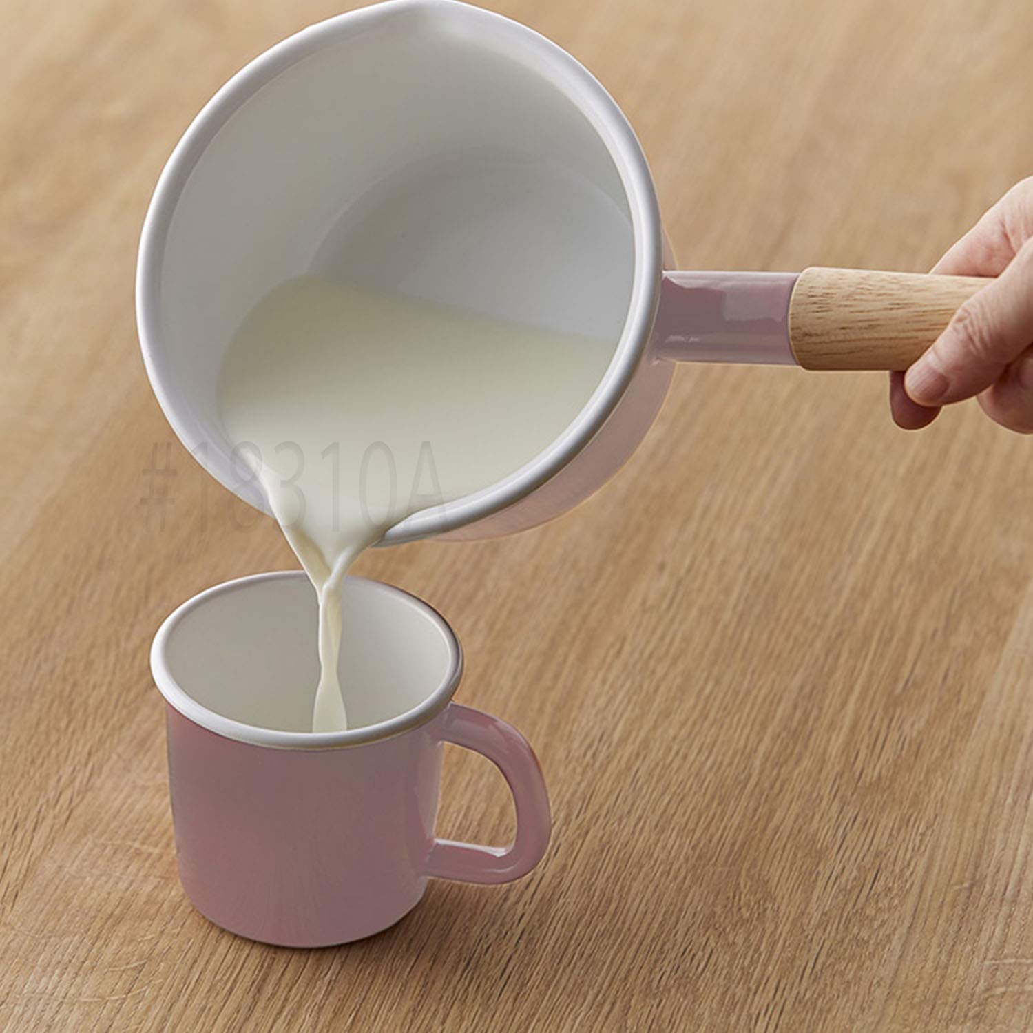 Fuji Hollow CTN-14M.AP Cotton Series Milk Pan with Single Handle, Ash Pink, 5.5 inches (14 cm)