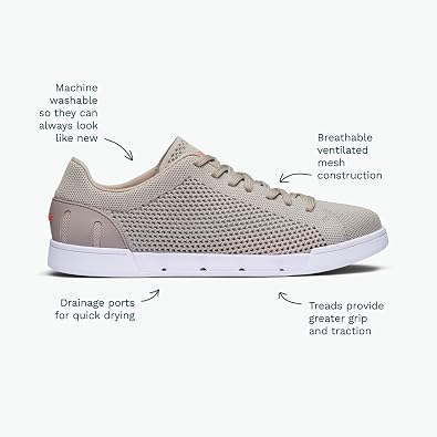 SWIMS Breeze Tennis Knit Sneakers for Men, Lightweight Breathable Knit Upper, EVA Cushioned Midsole, Rubber Cup Sole, Low Top Casual Fashion Sneaker