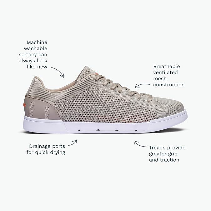SWIMS Breeze Tennis Knit Sneakers for Men, Lightweight Breathable Knit Upper, EVA Cushioned Midsole, Rubber Cup Sole, Low Top Casual Fashion Sneaker