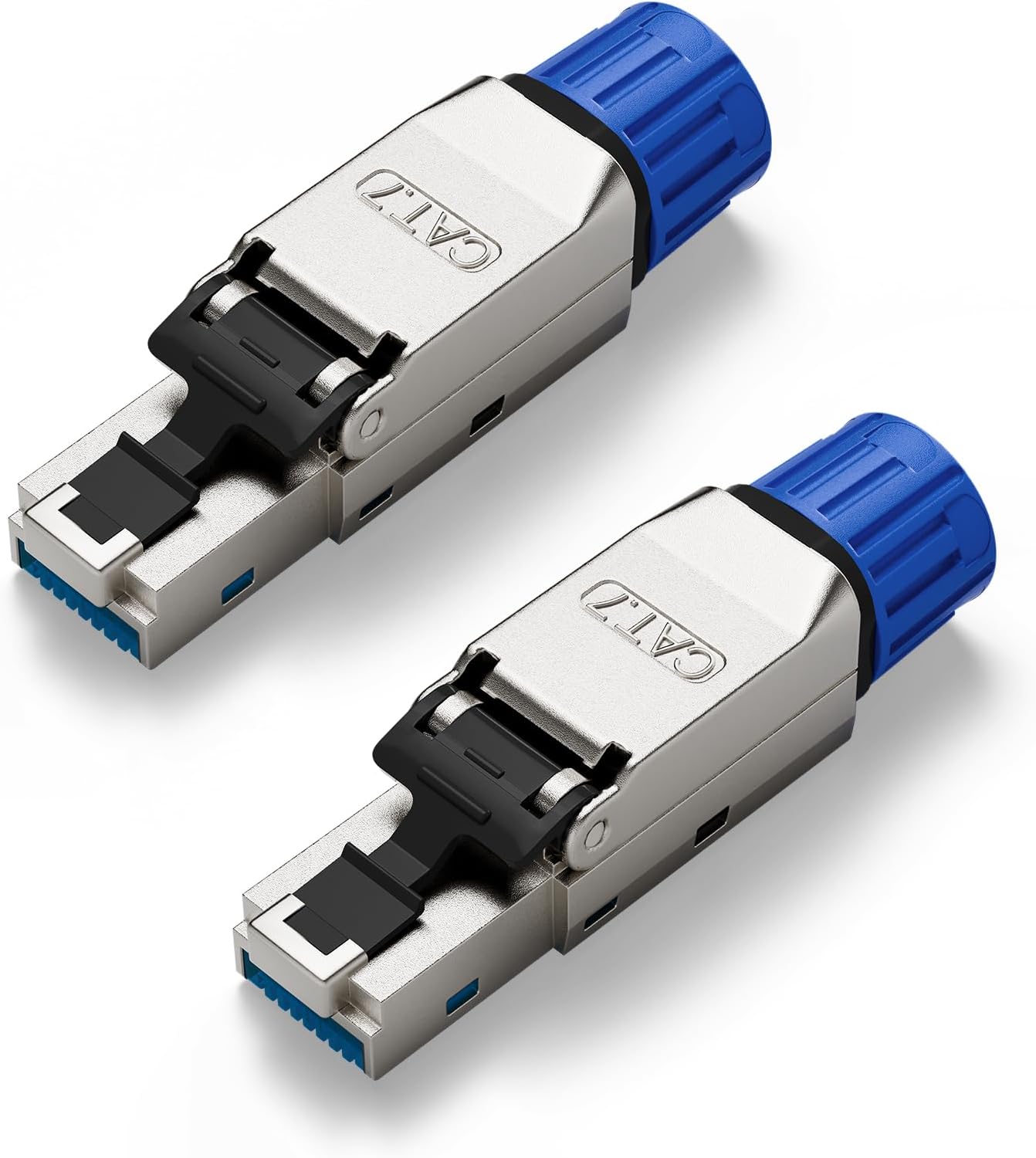 VCELINK Toolless RJ45 Connector, Gold Plated Tool Free Cat 7 Connector, Shielded Ethernet Plug for Cat6A/Cat7 Ethernet Cable 2 Pack