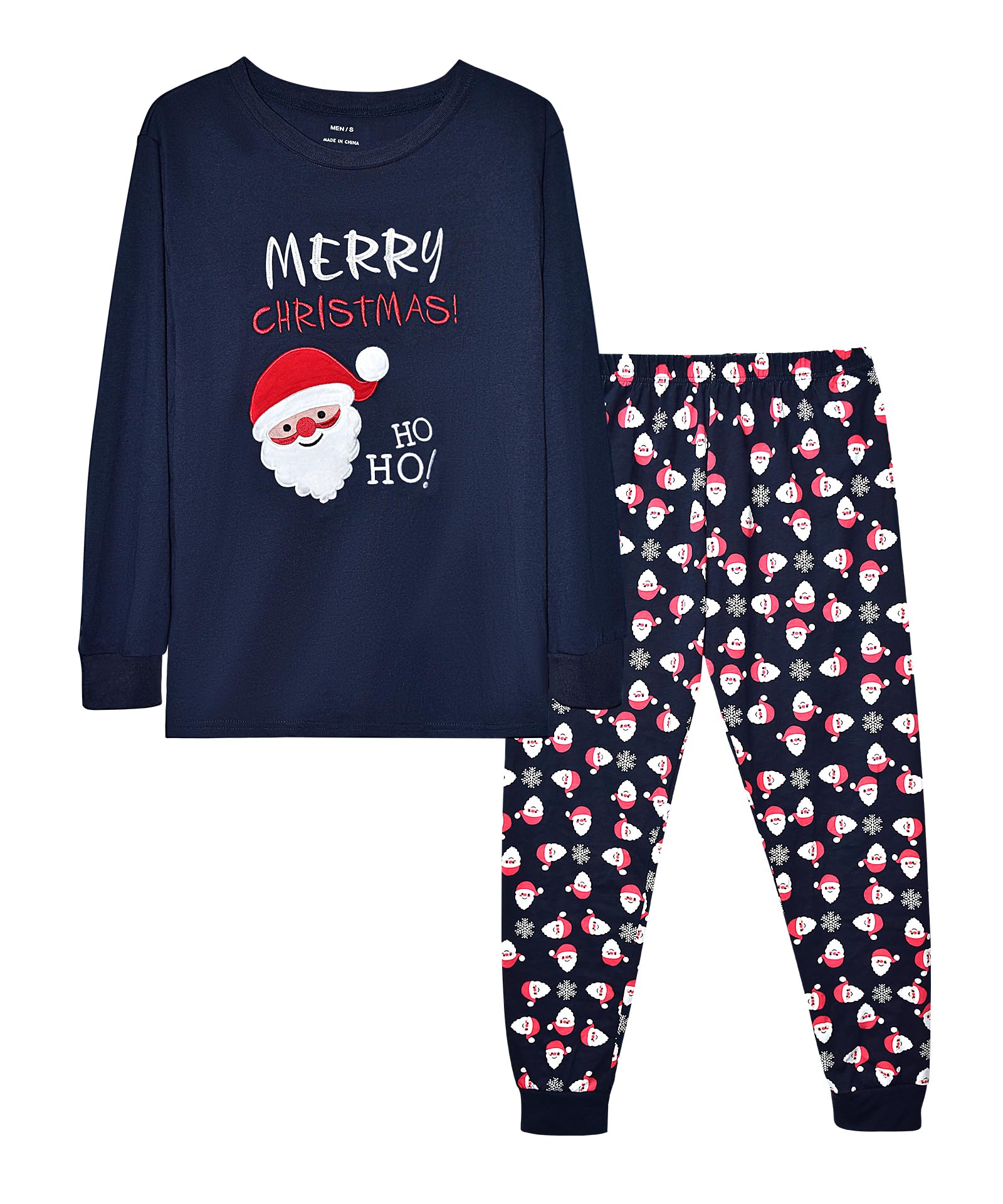 SkiBeaut Christmas Couple Pajamas Sets Long Sleeve Holiday Sleepwear Party Pjs for Men Women Xmas Long Johns Santa Claus