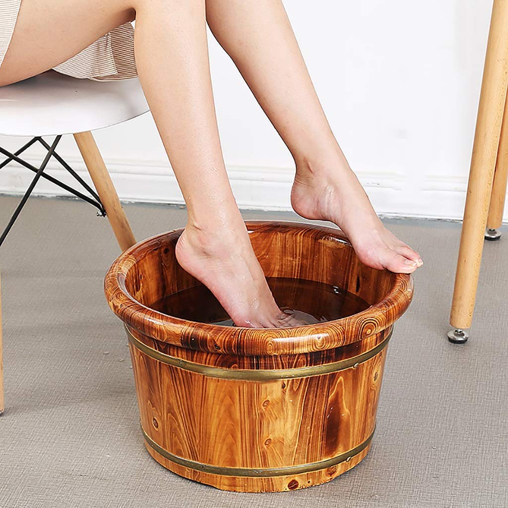 ZURBAQD Vaschetta per i Piedi, Secchio per Vasca per pediluvio, Massaggio, Spa, Sauna, Ammollo, Secchio per pediluvio in Legno Spa per pediluvi Lavabo per Uso Domestico Presente Warm as Ever
