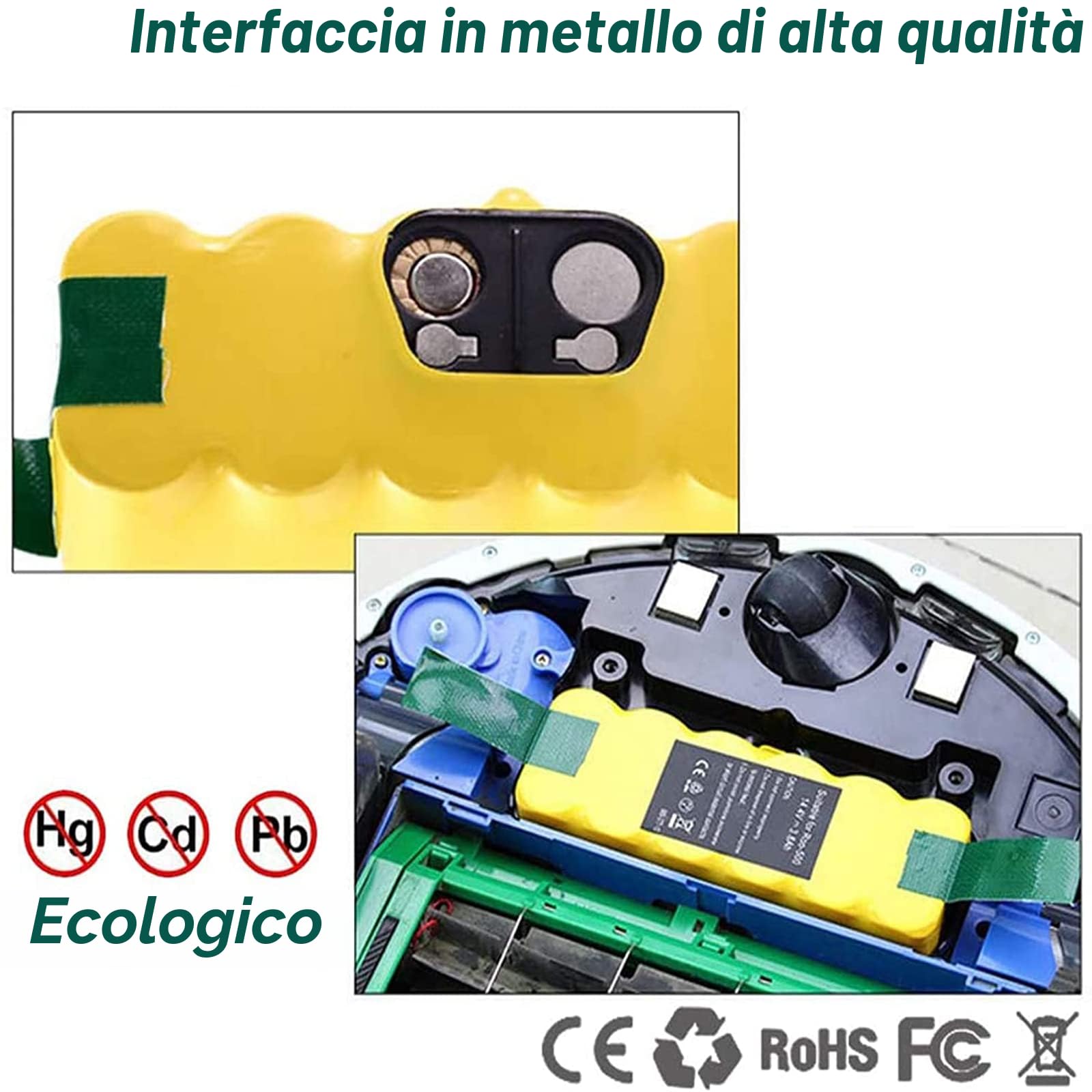 14.4V 5000mAh Batteria per iRobot Roomba Ni-MH Batteria 500 510 520 530 532 555 540 562 575 580 555 562 562 560 562 575 595 600 610 620 630 631 650 660 700 760 770 780 790 800 870 880 900