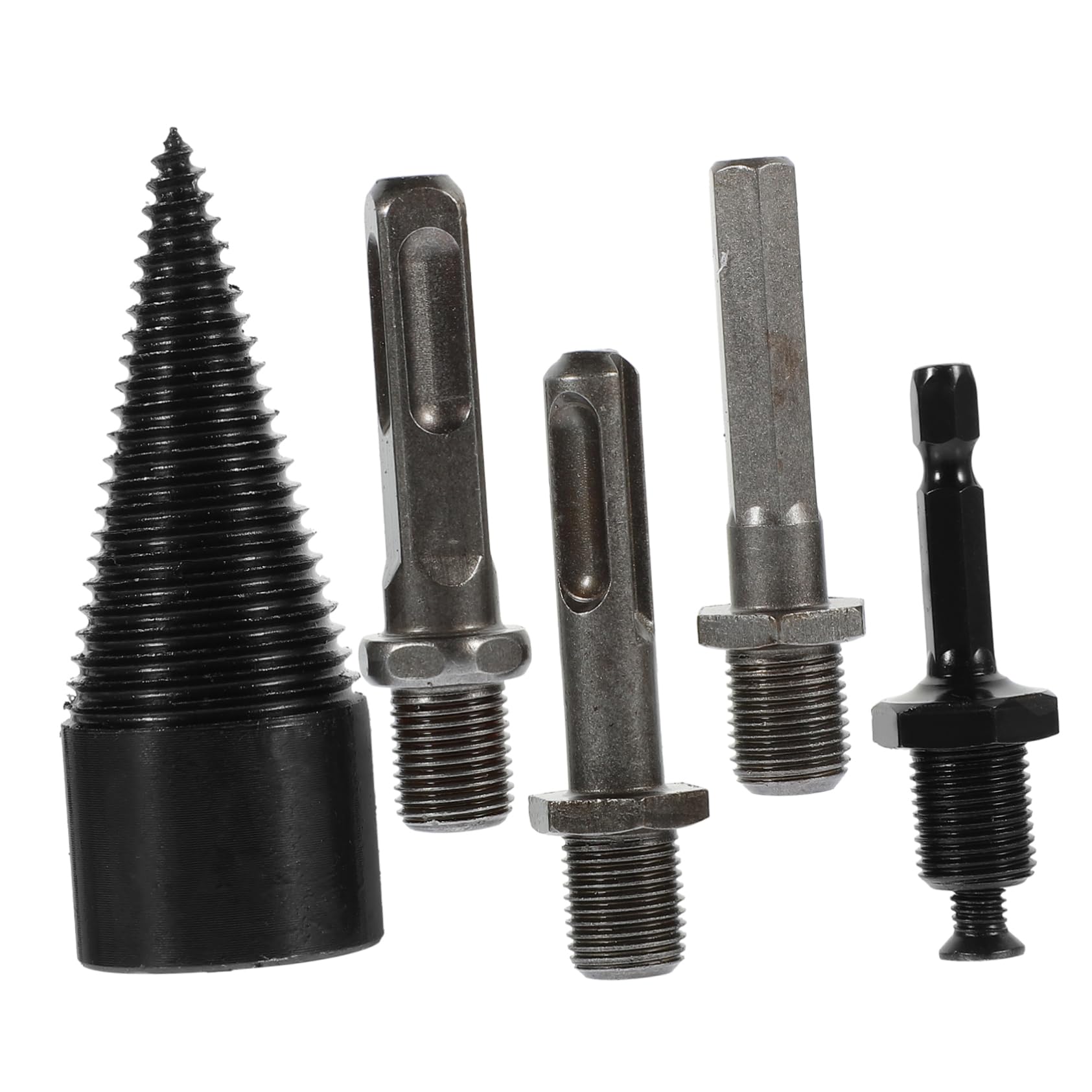 ifundom 2 Set Manufatto Di Legna Da Ardere Coni Per Punte Da Trapano Per Legno Cono Della Punta Del Trapano Punta Da Carpentiere Spaccalegna Black Acciaio Al Carbonio 5 Pezzi*2
