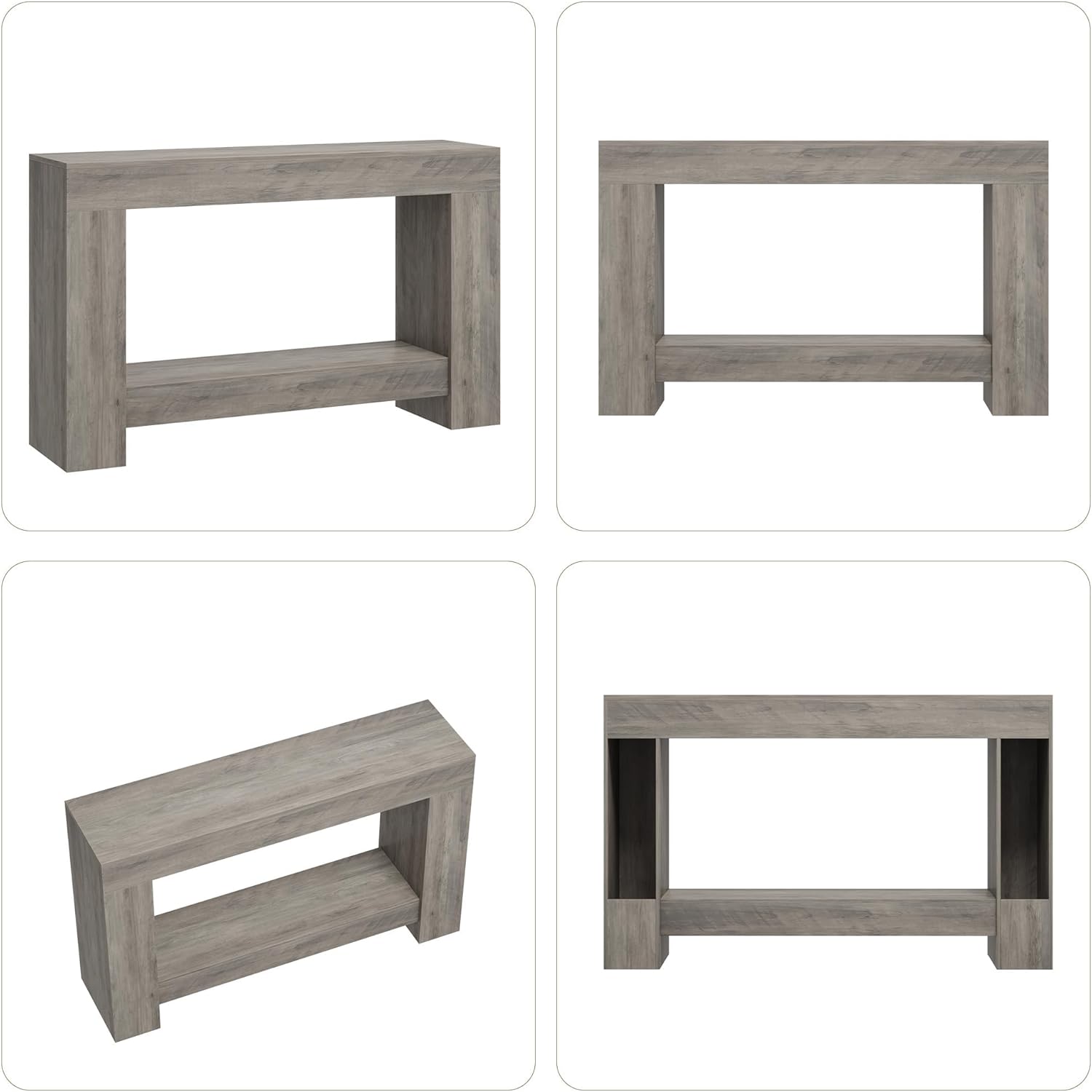 CABIHOME 47.2 Inches Farmhouse Console Table, 2-Tier Entryway Table with H-Shaped Base, Narrow Entry Table Long Sofa Table Wood Hallway Accent Table for Entrance, Living Room (Gray)