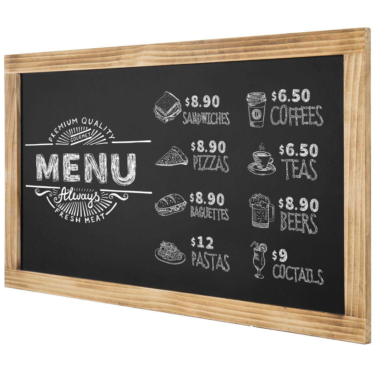 Photo 1 of MyGift 35-Inch Wall-Mounted Chalkboard Sign, Vertical/Horizontal Hanging Burnt Wood Frame Erasable Message Board