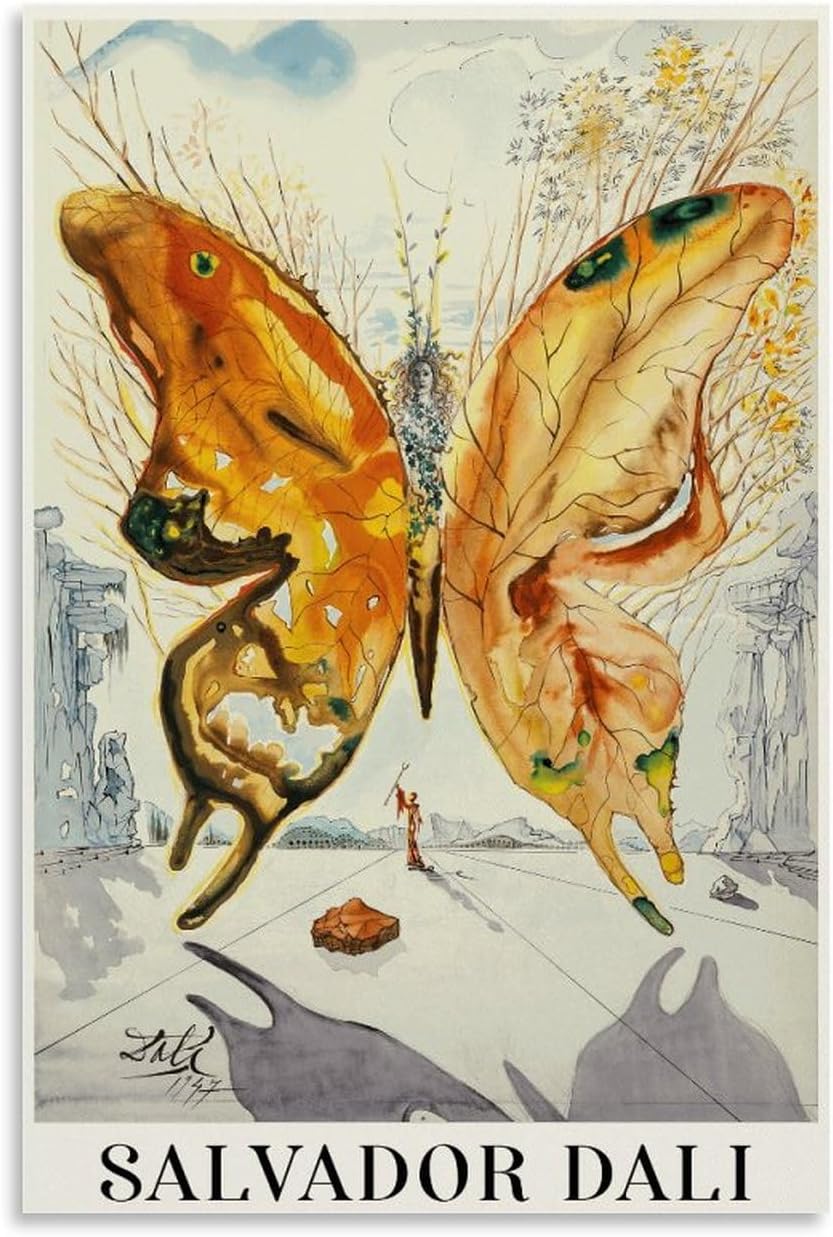 WEERSHUN Salvador Dali Abstract Aesthetic Poster Venus Butterfly Poster Canvas 90s Wall Art Room Aesthetic Posters 12x18inch(30x45cm)