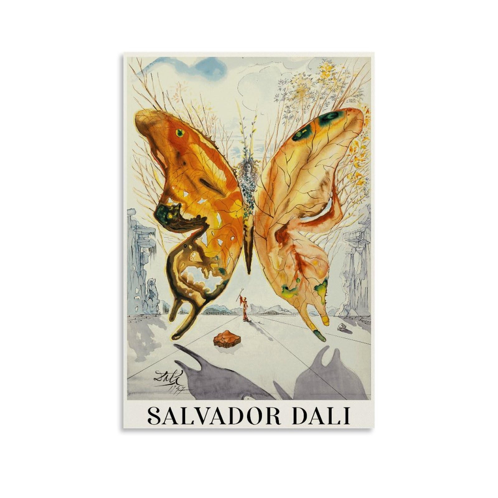 WEERSHUN Salvador Dali Abstract Aesthetic Poster Venus Butterfly Poster Canvas 90s Wall Art Room Aesthetic Posters 12x18inch(30x45cm)
