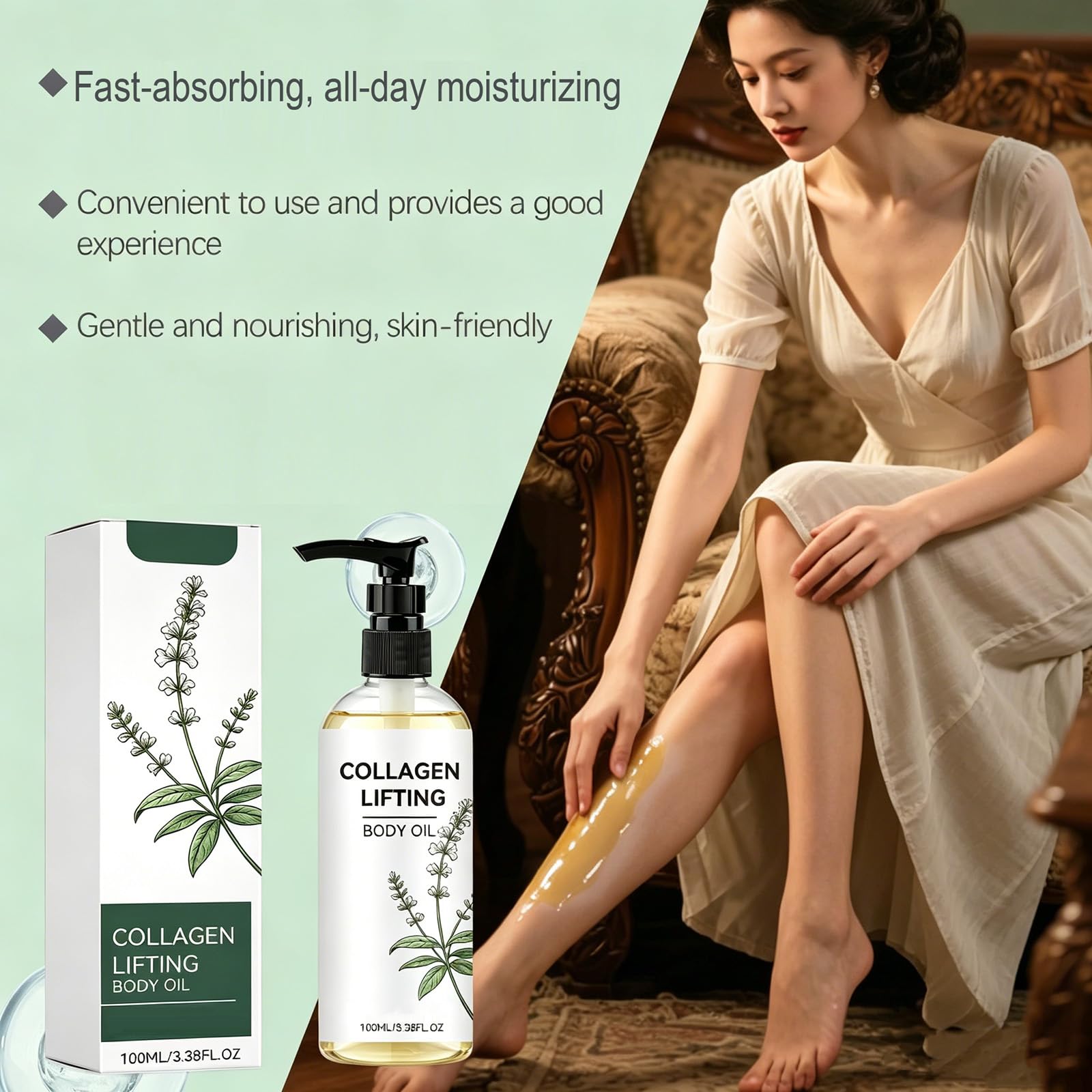 Collagen Lifting Body Oil für Hautstraffung & Straffung, Cellulite-Massageöl, Collagen Anti-Falten-Straffungs-Körperöl, feuchtigkeitsspendende für trockene, locker aussehende Haut. (6pcs)