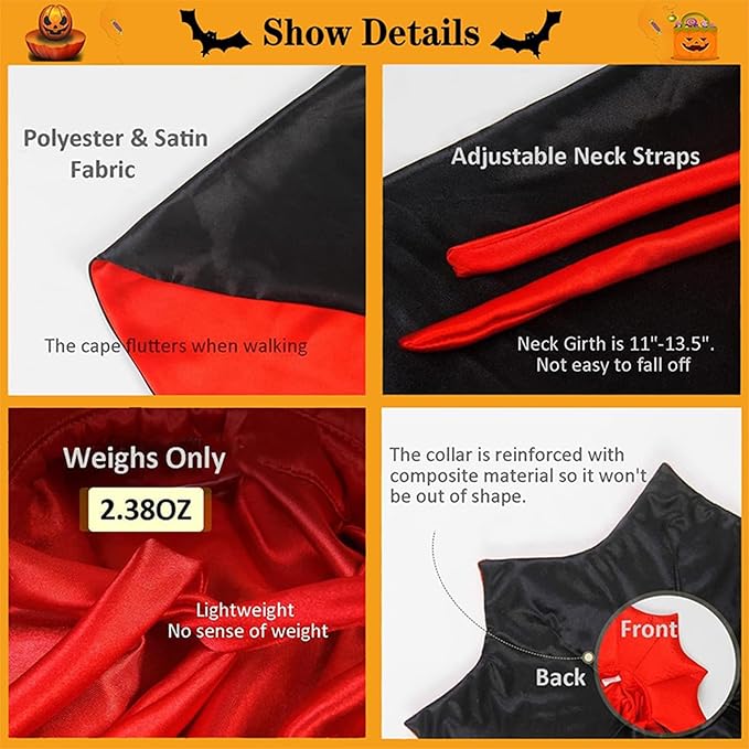 Disfraz de Halloween para Gatos, Capa Vampiro con Máscara de Murciélago miniatura 9