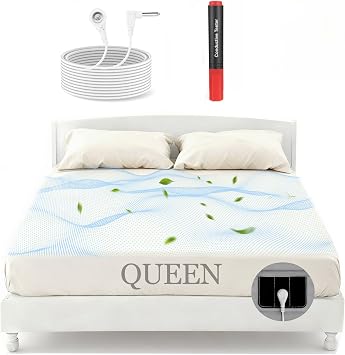 88% Cotton & Silver Fiber Grounding Sheets Queen White, 59*80*15