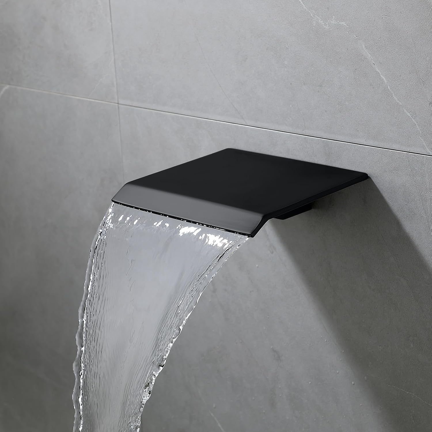 Bathtub Shower Faucet 7 Inch Tub Spout Matte Black Wall Mount Waterfall Tub Faucet