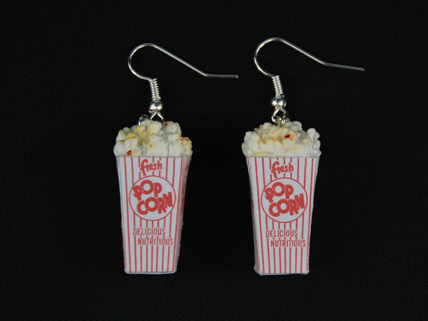 PoPCorn Earrings Miniblings Corn 3D Cinema White Red