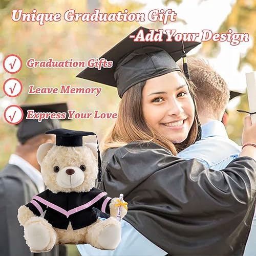 Miniatura 6 de Oso de graduación para la clase de 2025, regalos de graduación personalizados con texto, nombre o fecha, oso de peluche blanco para ella, regalos de