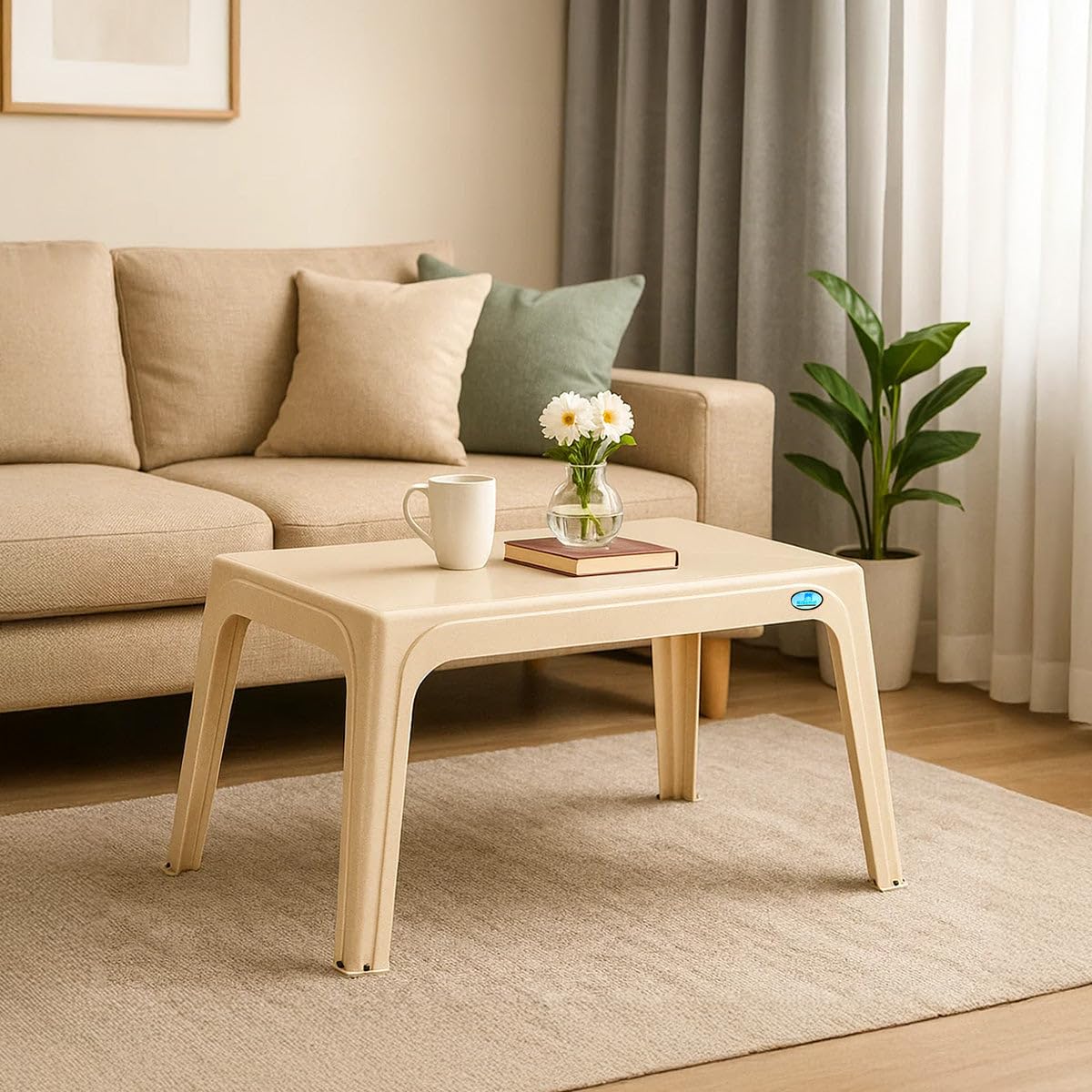 Nilkamal Victor Center Table | Coffee Table | Tea Table | Teapoy for Home, Living Room, Office, Cafes | Marble Beige-image-45