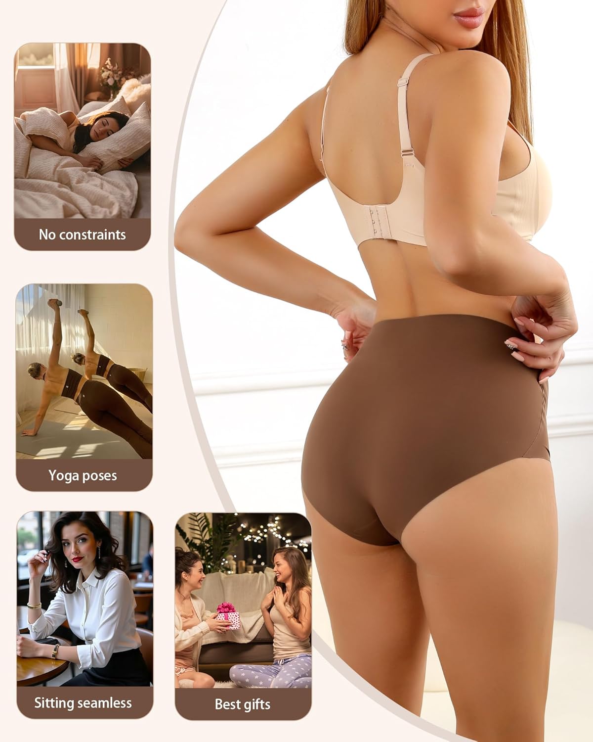 LEVAO Womens Underwear High Waist Seamless Briefs Full Coverage No Show Ladies Panties 4 Pack S-XXL - Image 6